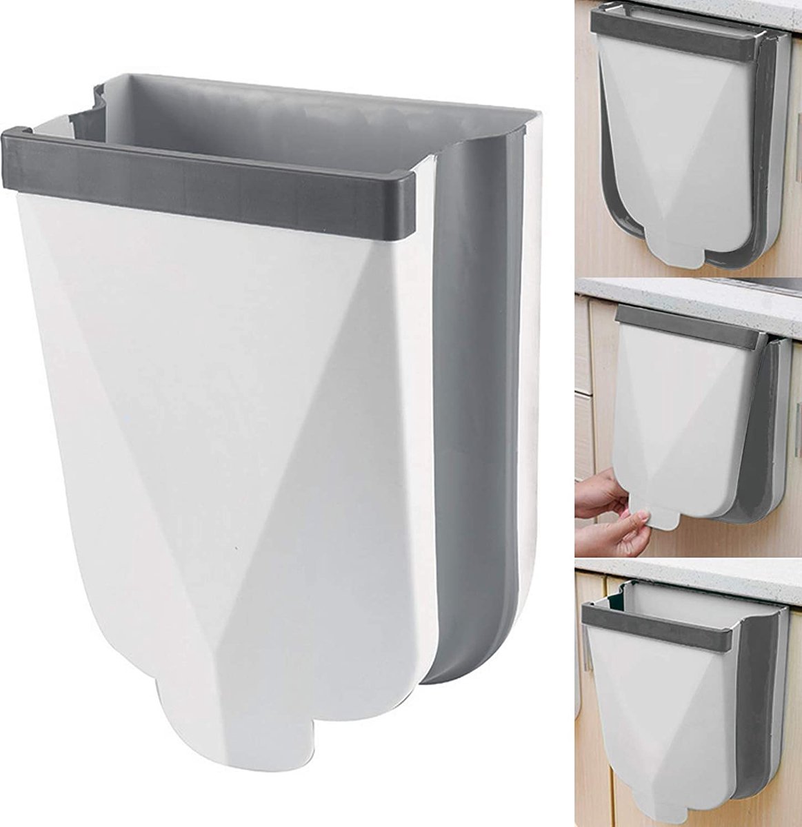 Pack De 3 Poubelles De Cuisine Suspendues - Bleu, Blanc, Rose - 23 X 18 X 9 Cm - Légères, étanches, Pour Portes D'armoire