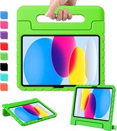 IPS - Kinderhoes Geschikt Voor Apple iPad 2022 10.9 Inch 10de Generatie - Kids proof Back Cover - Tablet Kinder Hoes met Handvat en Pencil Houder - Groen