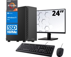 ScreenON - Office Set - X105125 - V1 (OfficePC.X105125 + 24 Inch Monitor + Toetsenbord + Muis) + WiFi & Bluetooth
