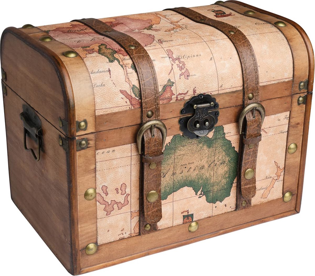 Birendy Kist KD 1288 Kofferset Houten kist Vintage schatkist, piratenkist Maat M (26cm b x 15cm d x 8cm h