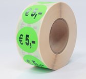 "5 euro" - Autocollants prix op rol - 1000 étiquettes - rond 35mm