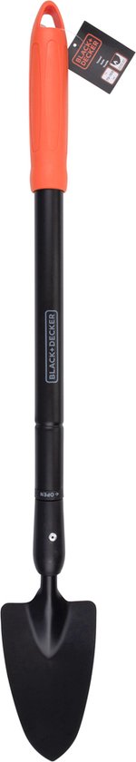 BLACK+DECKER Tuin Troffel - Puntige Kop - Telescopische Steel 77 - 105 CM - Hittebestendig - Zwart