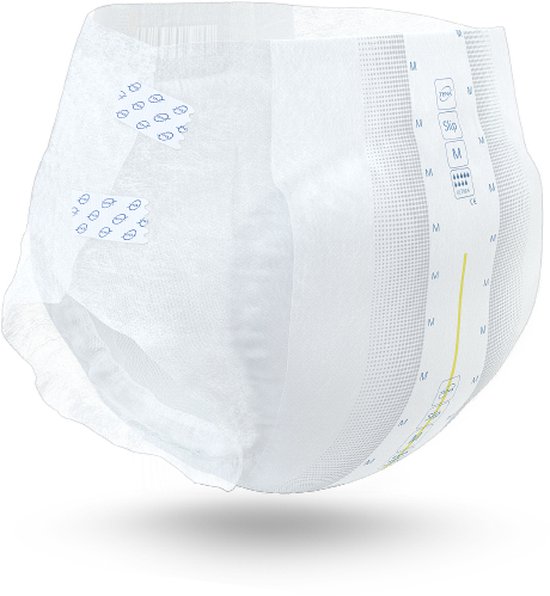 TENA ProSkin Slip incontinentiebroekje, maat M, wit met blauwe en grijze patronen.