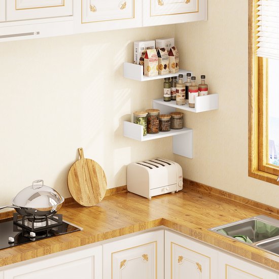 Hoekrek 60 x 33 x 33 cm Wandplank eiken bruin Sonoma Muur-plank Wandrek – RICOO wall shelf WM053-ES