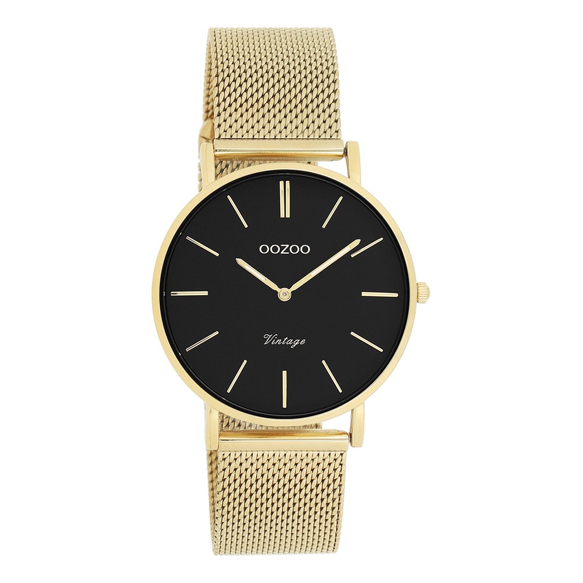 OOZOO Vintage series - goudkleurige horloge met goudkleurige metalen mesh armband - C9914 - Ø36