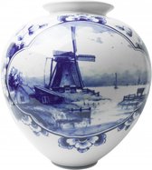 Bolvaas - Molen - 20 cm - Delfts blauw - vaas keramiek - Heinen Delfts blauw - Hollandse souvenirs - Hollandse cadeautjes - souvenir Nederland