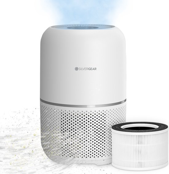 Silvergear® Air Purifier - Hooikoorts en Allergie Luchtreiniger met HEPA 13 filter - CADR 165 m3 - Filtert 99,97% Bacteriën, Fijnstof, Huisstofmijt en Pollen - Stil en Slaapmodus voor Slaapkamer - Wit