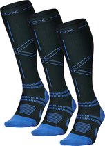 STOX Energy Socks - 3 Pack Hardloopsokken voor Mannen - Premium Compressiesokken - Kleur: Zwart/Blauw - Maat: Medium - 3 Paar - Voordeel