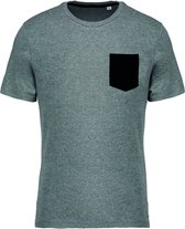 Biologisch T-shirt met borstzakje Kariban Heather Grijs/Zwart - 3XL