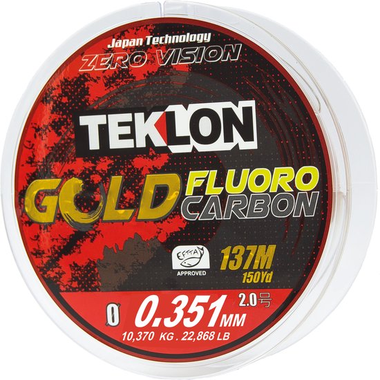 Teklon Gold Fluorocarbon - Vislijn - Fluorocarbon - 137meter - Diameter 0.351mm - Trekkracht 10.37kg - Eftta approved van Teklon — afbeelding 4