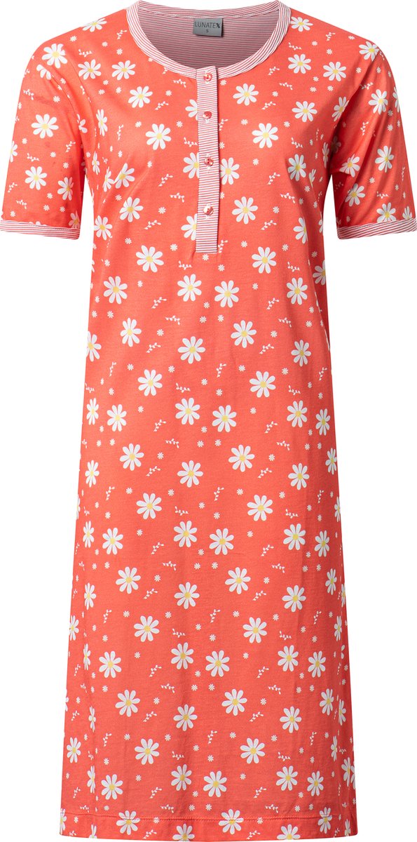 Lunatex dames nachthemd 224147 - 100% katoen - rood