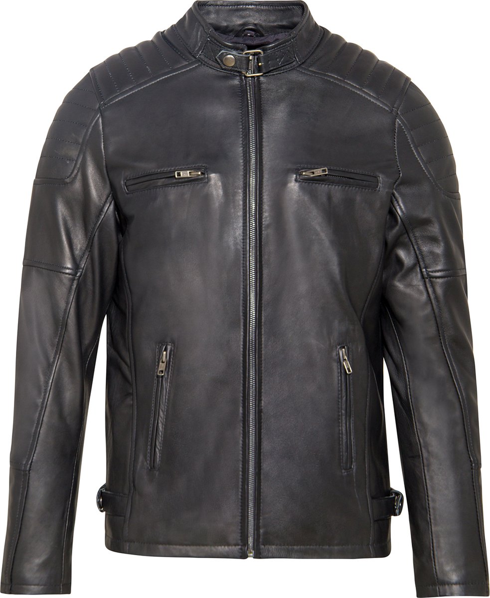 Urban 5884 Heren Leren Bikerjas Ralph – 100% Lamsleer – Zwart L