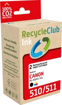 RecycleClub inktcartridge - Inktpatroon - Geschikt voor Canon - Alternatief voor Canon PG-510 Zwart 9ml en CL-511 Kleur 12ml - Duopack - Multipack - 2 stuks