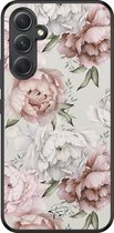 Hoesje geschikt voor Samsung Galaxy A54 - Klassieke bloemen - TPU Hard Case Backcover - Beige - Mooie Telefoonhoesjes