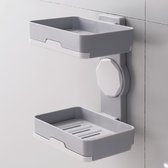 Mdxl® Zeepbakje - Hangende Dubbele zeephouder met ophang sticker - Zeepschaaltje 2 stuks zeep- Douche - Badkamer - Keuken - Toilet