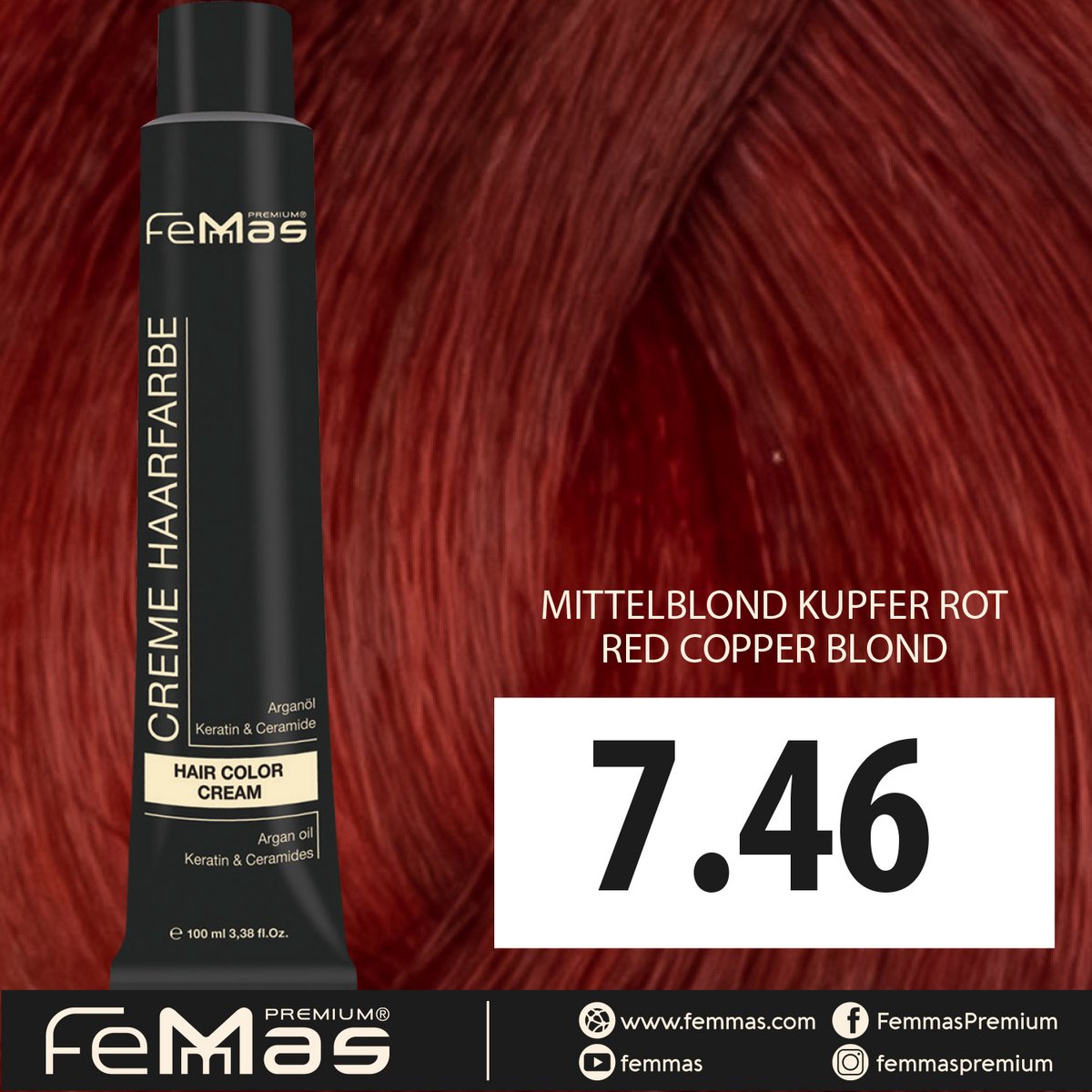 Femmas (7.46) -Haarverf - Middenblond Koperrood - 100ml