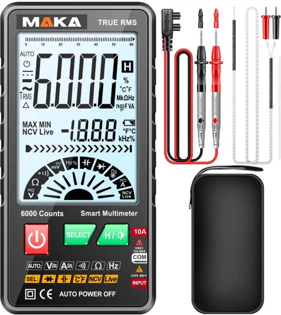 MAKA Digitale Multimeter Groot display 6000counts True RMS