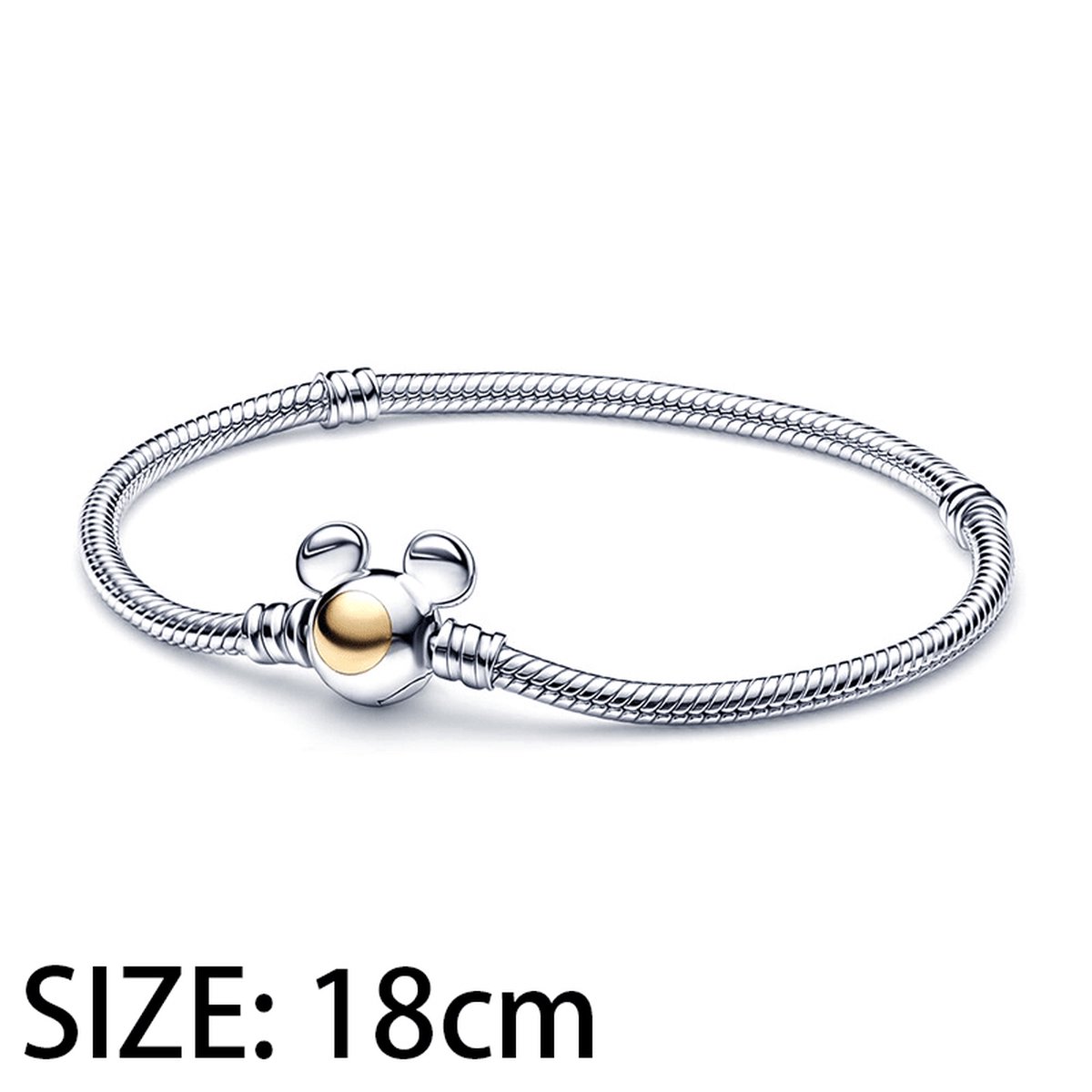 Fler® | Mickey Armband / 925 Sterling Zilver armband / past op Pandora / Pandora compatible / Vlinder sluiting / Mickey Mouse armband / Maat 18