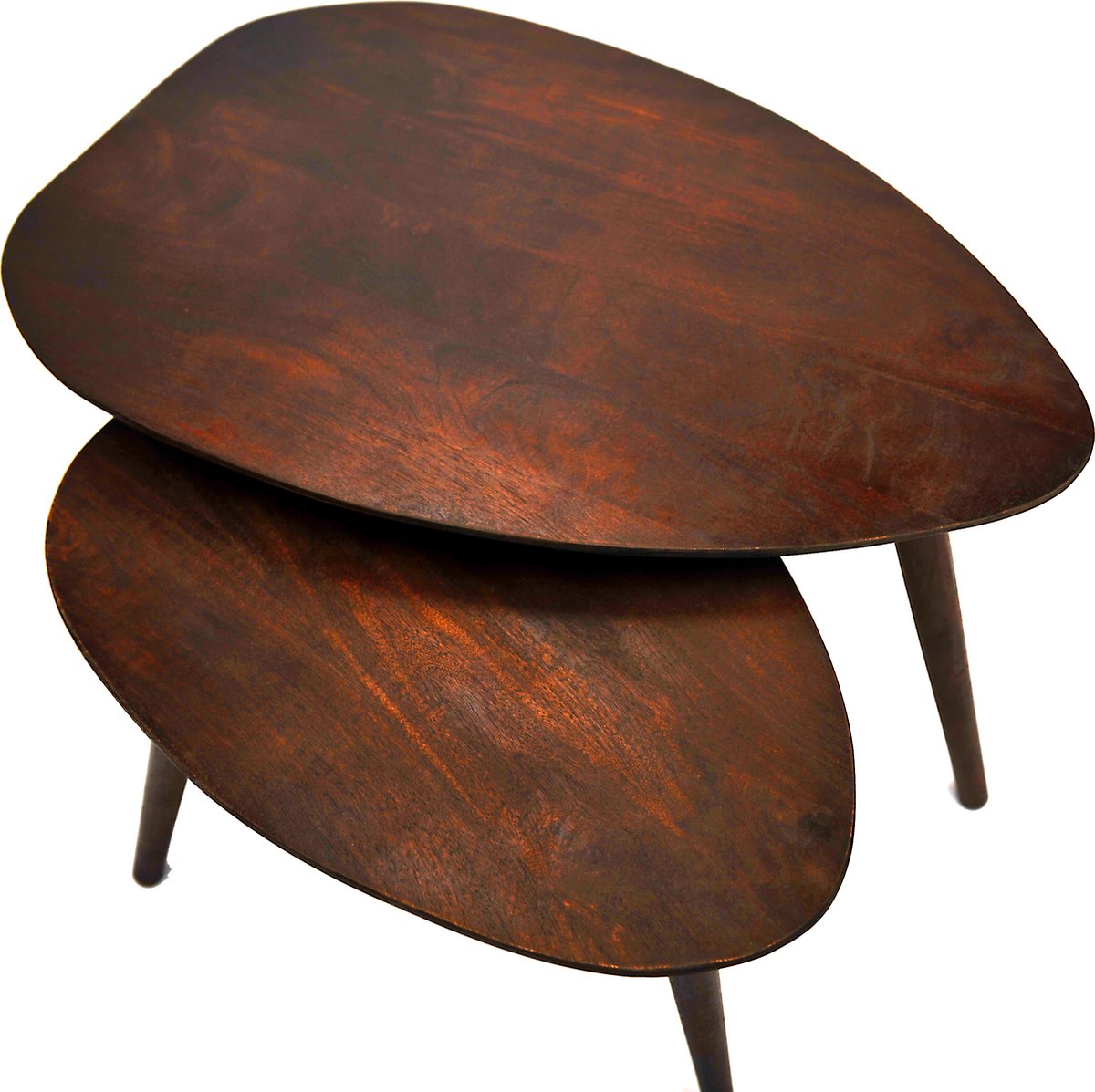 Driehoekige Salontafel set - Bruin - 2 stuks - Mangohout
