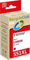 RecycleClub inktcartridge - Inktpatroon - Geschikt voor Canon - Alternatief voor Canon CLi-551XL Magenta - Rood 11ml - 710 pagina's