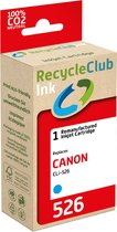 RecycleClub inktcartridge - Inktpatroon - Geschikt voor Canon - Alternatief voor Canon CLi-526 Cyaan - Blauw 9ml - 610 pagina's