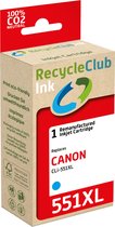 RecycleClub inktcartridge - Inktpatroon - Geschikt voor Canon - Alternatief voor Canon CLi-551XL Cyaan - Blauw 11ml - 710 pagina's