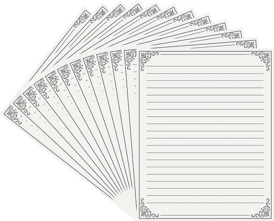 24-Delig Bloemen Briefpapier, met 12-delige Bloemenpapieren Enveloppen Prachtig Briefschrijfpapier en Enveloppenset Schrijfpapier met Lijnen voor Verjaardag, Huwelijksuitnodiging (6 Sets