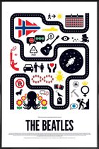 JUNIQE - Poster in kunststof lijst The Beatles -40x60 /Blauw & Rood