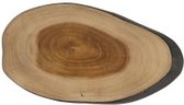 Decoratieve onderlegger Teak Boomstamsnede - Slice - gewaxt teak - 28x17x2.5cm - FSC 100% - Naturel/Zwart