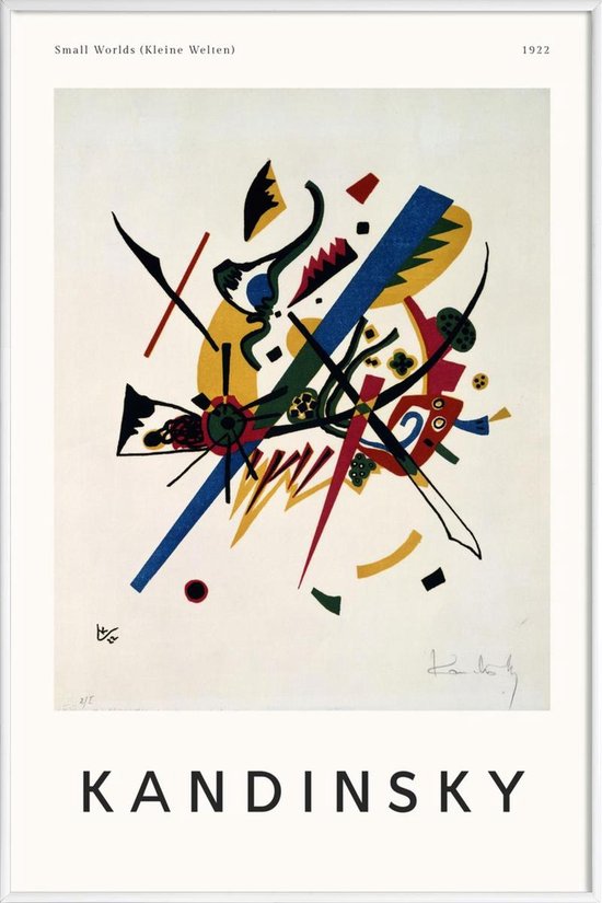 JUNIQE - Poster in kunststof lijst Kandinsky - Small Worlds -13x18