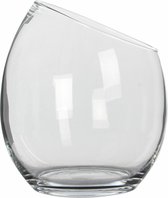 Mica Decorations schuine bloemvaas/sierschaal - transparant gerecycled glas - D23 x H25 cm