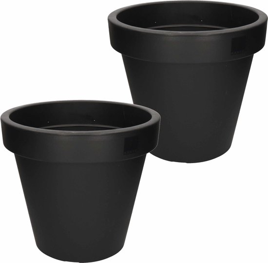 Zuiver Opgewonden zijn zuiden 2x Zwarte bloempot 35 cm - Zwarte plantenpot 35 cm | bol.com
