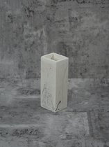 Vaas - Set van 3 - marmerlook - hoogte 18 cm - beton - rechthoek