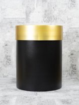 Zwarte metalen pot - afneembaar gouden ring - hoogte 40 cm - Ø 30 cm
