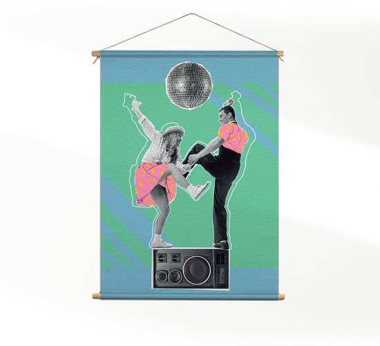 Textielposter The Dancing Disco L (85 X 60 CM) - Wandkleed - Wanddoek - Wanddecoratie