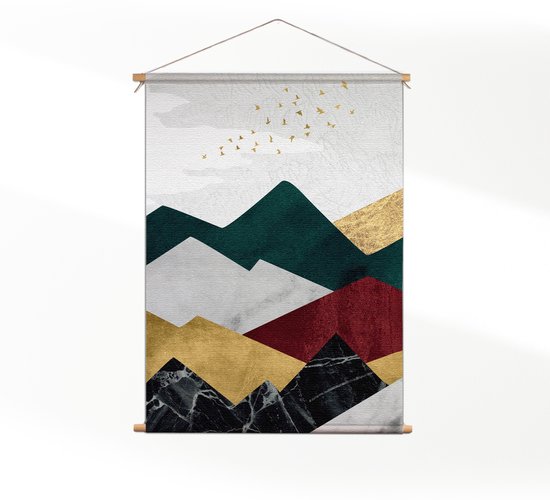 Textielposter Kleurrijke Bergen 01 XXL (165 X 120 CM) - Wandkleed - Wanddoek - Wanddecoratie