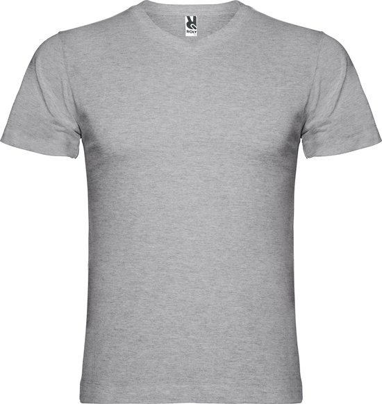 Heather Grijs 10 pack t-shirt 'Samoyedo' met V-hals merk Roly maat M