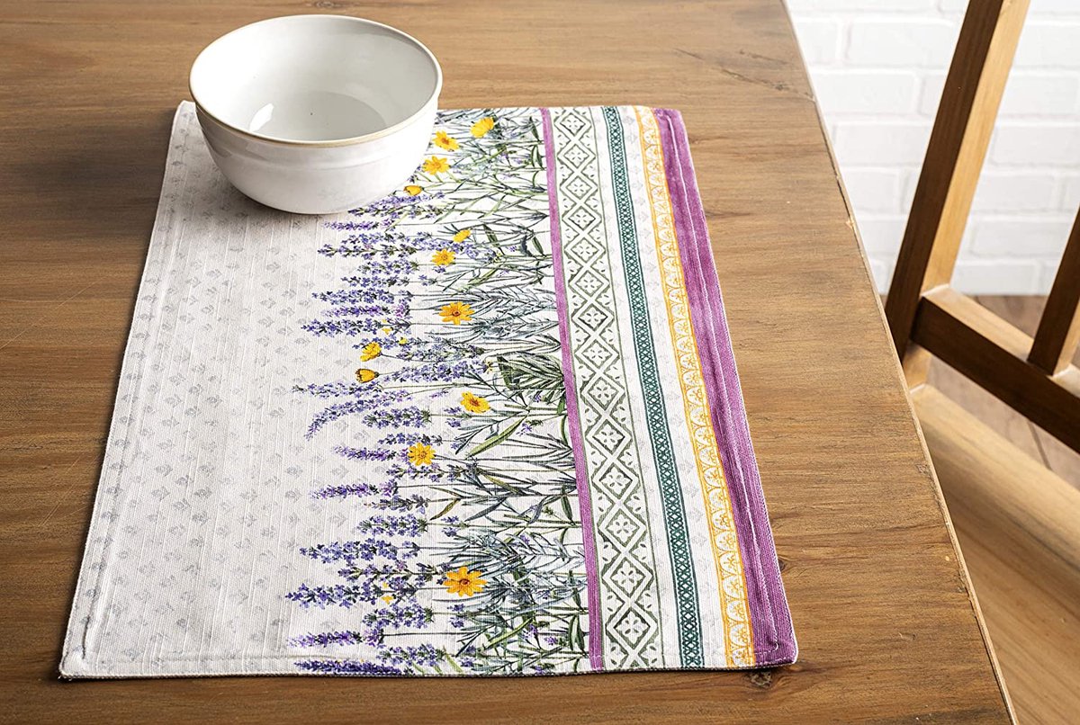 100% katoen, set met 4 placemats voor de eettafel, keuken, bruiloft, dagelijks gebruik, dinerfeesten, lente/zomer (33 cm x 48 cm)