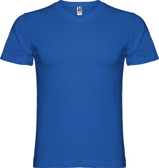 Kobaltblauw 5 pack t-shirt 'Samoyedo' met V-hals merk Roly maat M