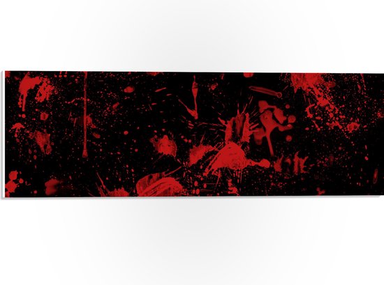 PVC Schuimplaat- Rode Verfspetters en Vlekken op Zwarte Muur - 60x20 cm Foto op PVC Schuimplaat