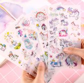 6 velletjes eenhoorn washi stickers - unicorn 16x7,5 cm