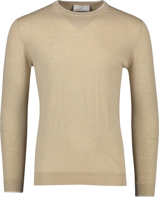Baxboy Herenpullover, modern, slim fit, ronde hals, gebreide trui met ronde kraag, zwarte longsleeve in fijn gebreid sweatshirt BB-52288, grijs/wit, L