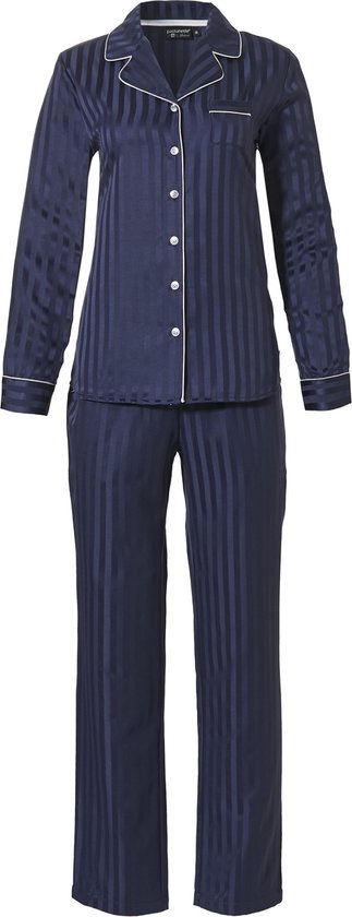 Pastunette Deluxe Monochrome doorknoop Vrouwen Pyjamaset - Dark Blue - Maat 38