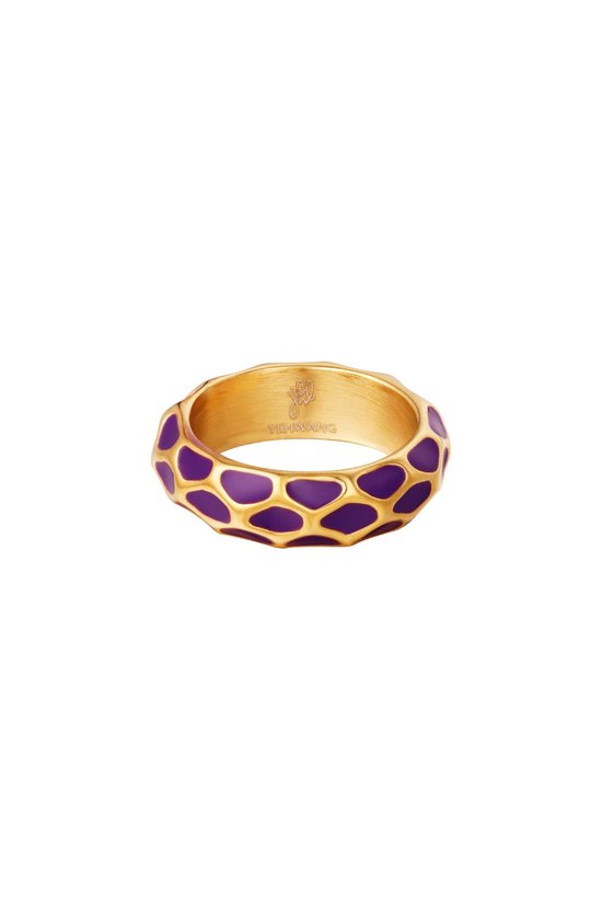 Ring Giraffe pattern- purple- Paars- Stainless Steel - Yehwang- 17-Moederdag cadeautje - cadeau voor haar - mama