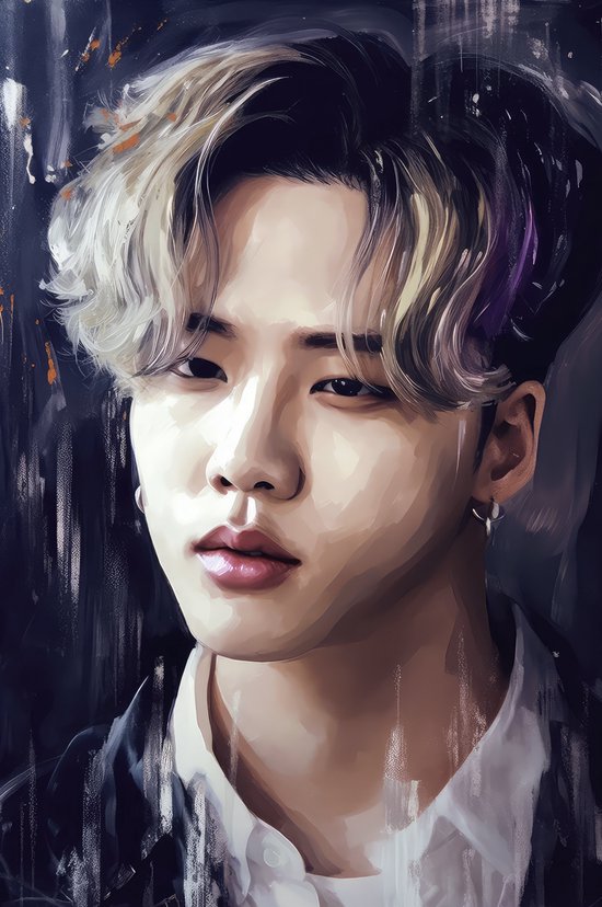 Muziek Poster - BTS Poster - Jimin - K-Pop - Abstract Portret - Bangtan Boys - Korean Pop Poster - Wanddecoratie - Tienerkamer - 61x91