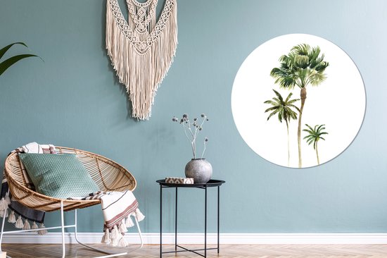 WallCircle - Stickers muraux - Cercle de papier peint - Jungle - Arbre - Vert - 100x100 cm - Cercle mural - Autocollant - Papier peint autocollant rond XXL