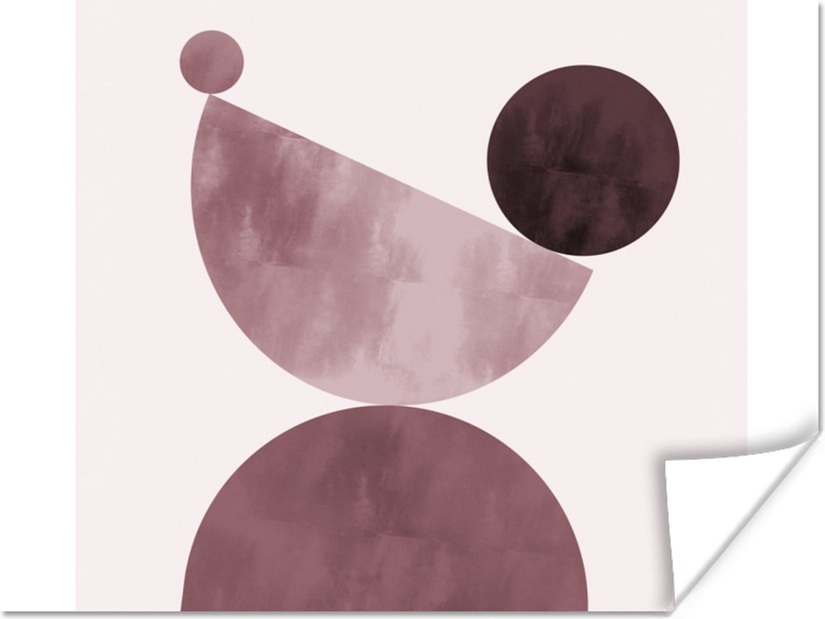 Poster Vormen - Abstract - Pastel - Roze - 80x60 cm
