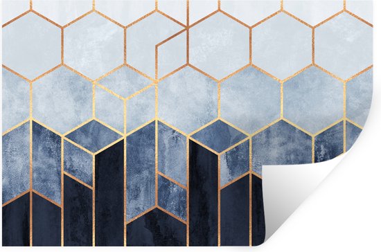 Muurstickers - Sticker Folie - Hexagon - Gold - Luxe - Patronen - 60x40 cm - Plakfolie - Muurstickers Kinderkamer - Zelfklevend Behang - Zelfklevend behangpapier - Stickerfolie