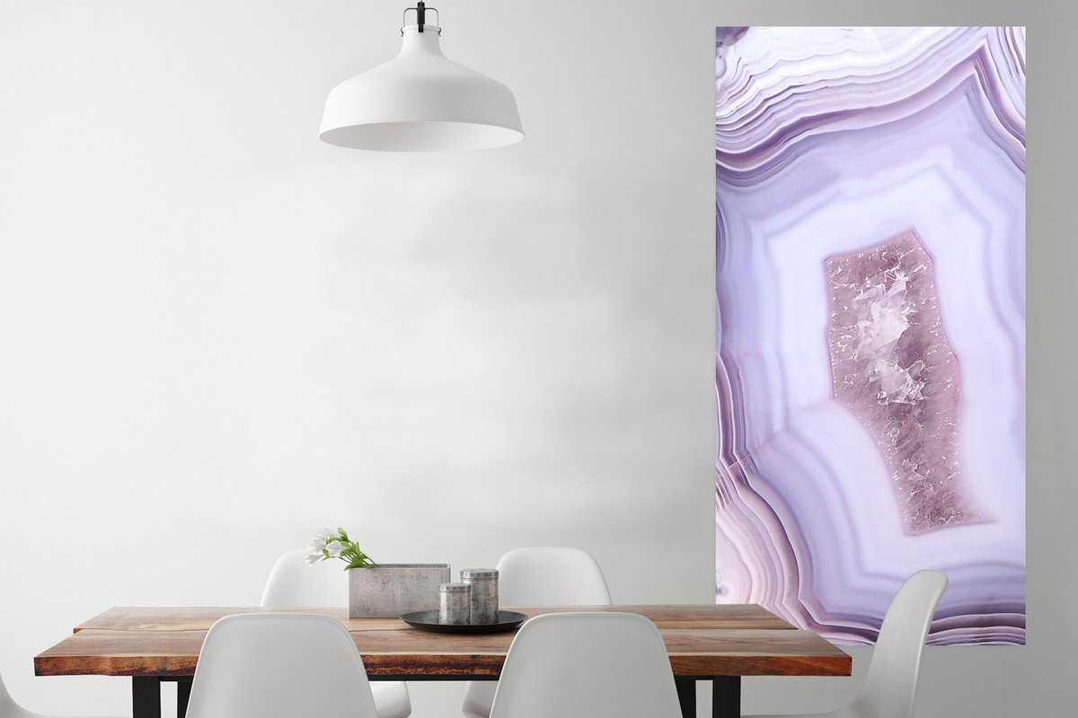 Poster Abstract - Geode - Roze - Edelsteen - 75x150 cm