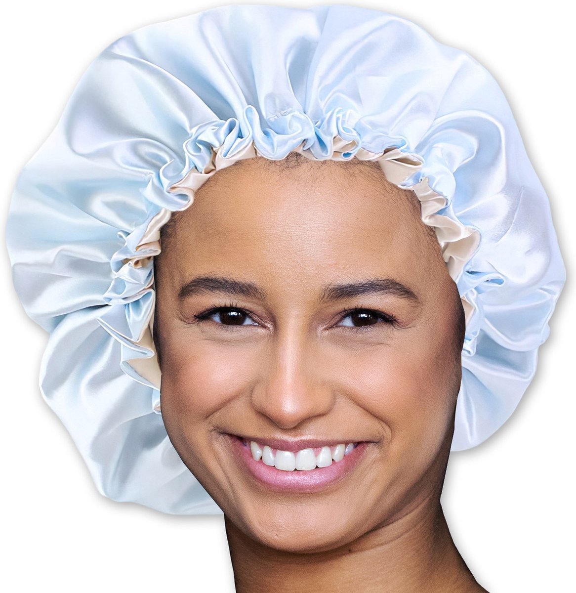 Lichtblauwe Satijnen Slaapmuts AfricanFabs® / Hair Bonnet / Haar bonnet van Satijn / Satin bonnet / Afro nachtmuts voor slapen